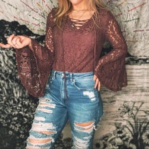 3/$45 ✨ NWOT! ALTAR’D STATE lace bell sleeve top